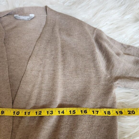 Luxury Premier Collection Small Tan Cashmere Wool Blend Open Cardigan Pockets - Picture 9 of 13